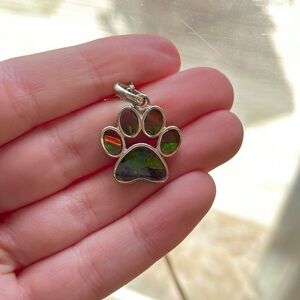 Colorful Ammolite Paw Print Necklace